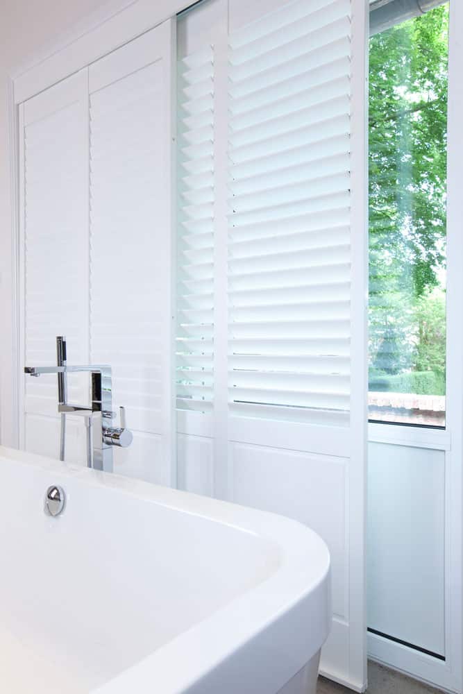 White Bathroom Bypass — Timber Tec Shutters In Ballina, NSW